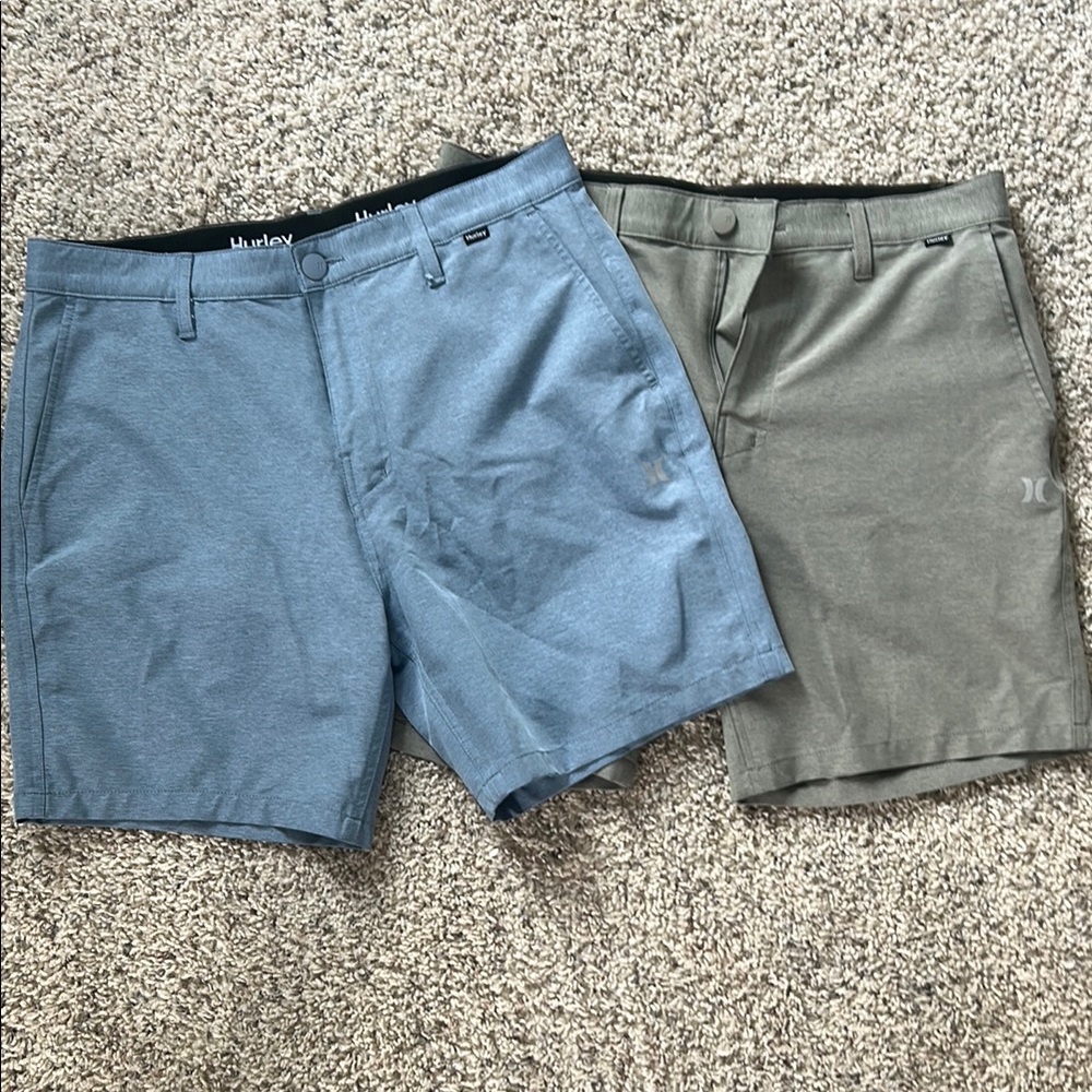 Hurley Men's Dual-Tone Blue and Gray Shorts